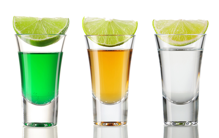 Shot drink set isolated on white