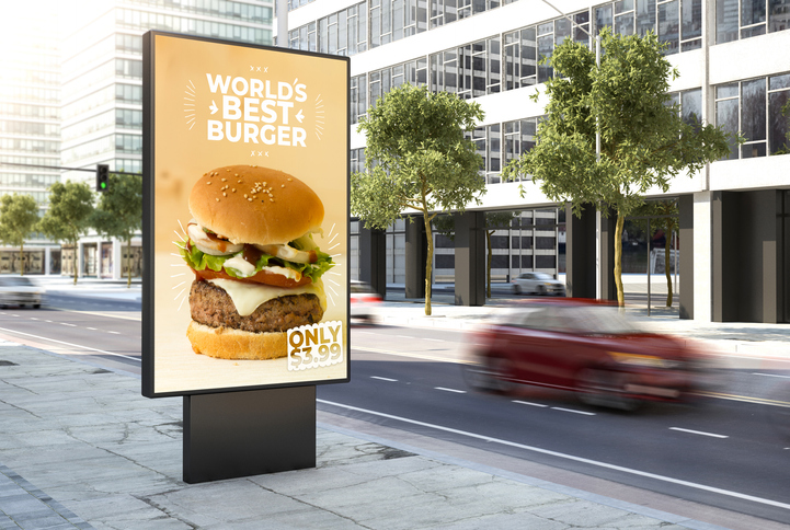 3d rendering burgerposter on the city