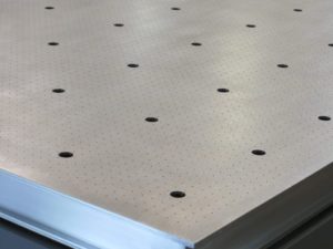 vacuum table with custom hole patterns close up