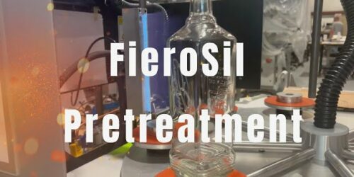 FieroSil silica pretreatment system for better ink adhesion on glass. Increase your dyne levels