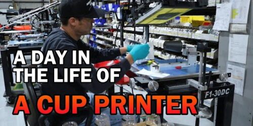 A day in the life of a cup printer. How to print on cups paper plastic foam screen printing machine